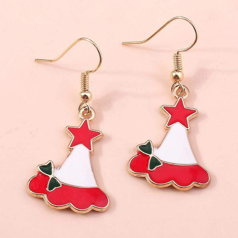 Cute Christmas Tree Drop Earrings Women Girls Elk Snowman Santa Claus Earrings X'mas New Year Party Jewelry Gifts