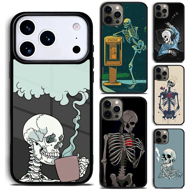 Skeleton Skull Art Phone Case For iPhone 17,16e,15,14,13,12,11,Mini,Pro,MAX Soft Silicone Cover