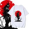Retro T-shirt for Men's Japanese Samurai Sword Print Men's Clothing Street Harajuku Short Sleeved T-shirt European Size T-shirt
