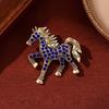 Retro Horse Brooch Rhinestone Inlaid Horse Pin Zodiac Year Animal Brooch Men Women Suit Accessory for Handbag Clothes Decoration