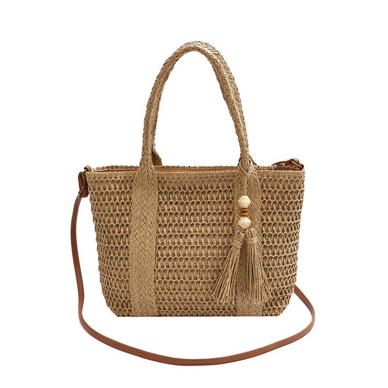 Woven Bag Women's New Close-fitting Large-capacity Straw Woven Tote Bag High-value Portable Shoulder Messenger Women's Bag