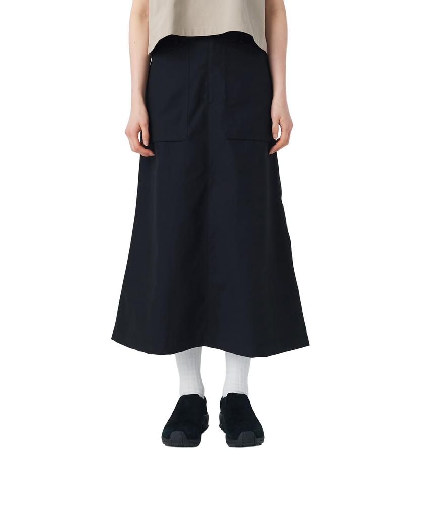 Snow Peak Light Dobby Cloth Skirt SK-26SW001, Black, Size 1. Women's Lightweight Dobby-woven Skirt for Everyday and Outdoor Wear.
