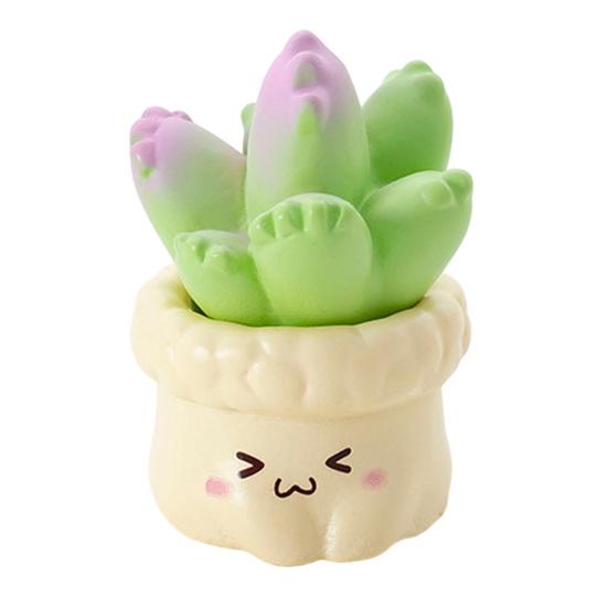 Mini Cute Resin Cactus Figurine Miniature Potted Plant Ornament Small Artificial Fake Cacti Plant for Car Dashboard Home Office Desk