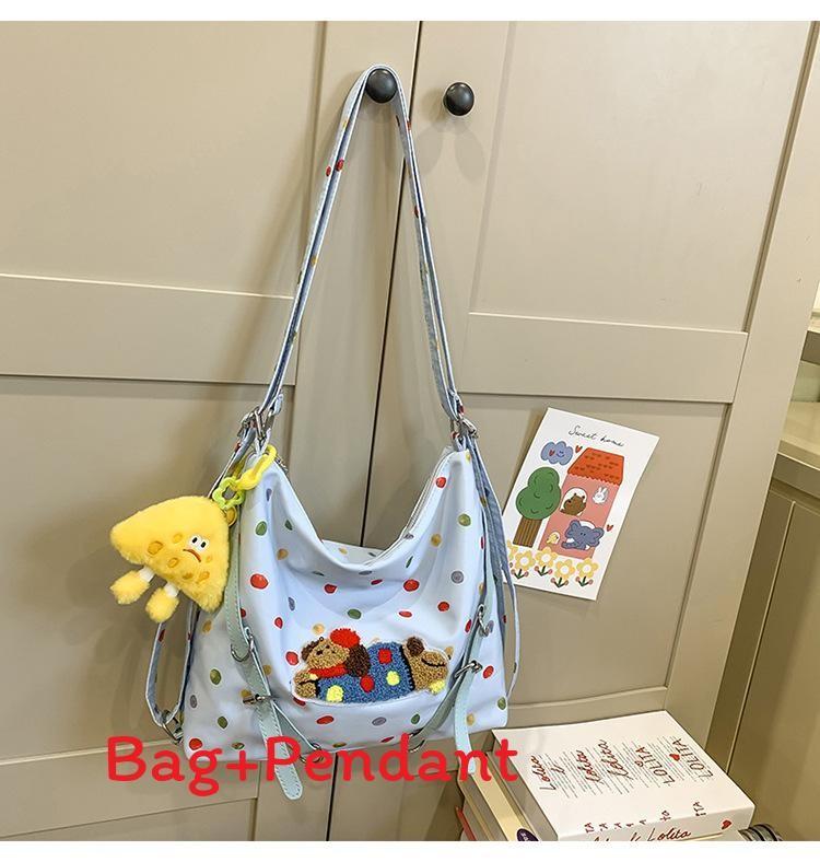 Japanese Style Cute Cartoon Dog Nylon Tote Bag With Inner Pocket For School And Casual