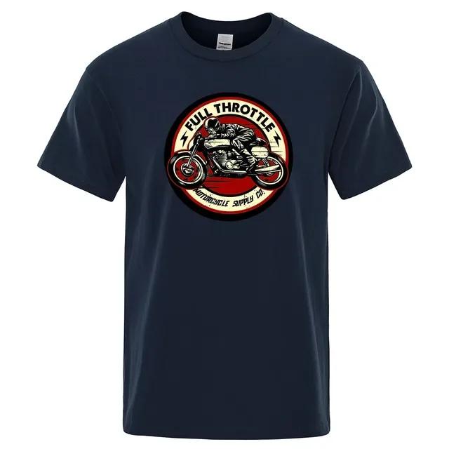 Men's Short Sleeve Loose Cotton T-shirt, Cafe Racer Full Acceleration, Rockabilly Printed Biker, Fashion Casual T-shirt Summer