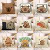 Housse de coussin décorative mignonne imprimée Capybara Chambre Salon Housse de coussin carrée
