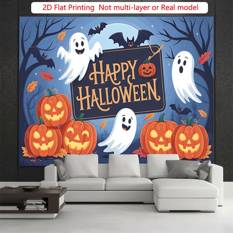 Party Backdrop Halloween Flat Ghosts Pumpkins Bats Photo Booth Background Party Decor