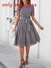 Elegante Polkadot Jurk Met Print En Hoge Taille Voor Lente Zomer Kantoor