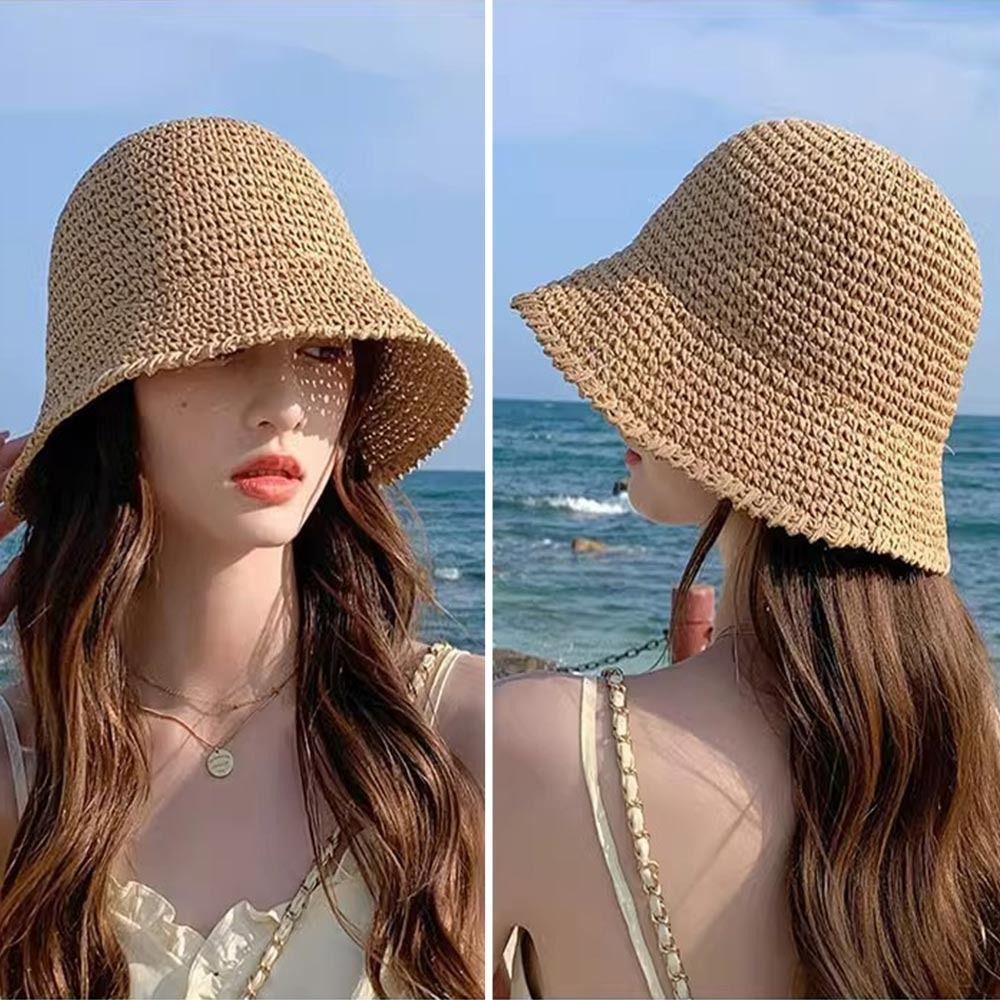 Skládací Kbelíková Čepice se Straw UV Ochrana Panama Čepice Letní Sluneční Klobouk