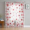 Cortinas Transparentes de Chiffon com Padrão de Flores de Coração Vermelho para o Dia dos Namorados Decoração de Sala de Estar Quarto Cortinas de Tule para Janela Cortinas