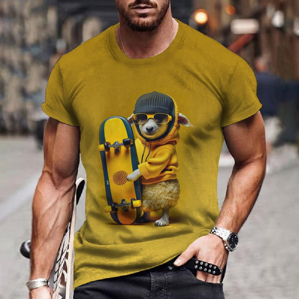 Animal Men's T-Shirt Funny Tiger Tees 3D Print Duck Snake Pattern Short Sleeve Oversized Tops Summer Casual Shirts Men Clothing