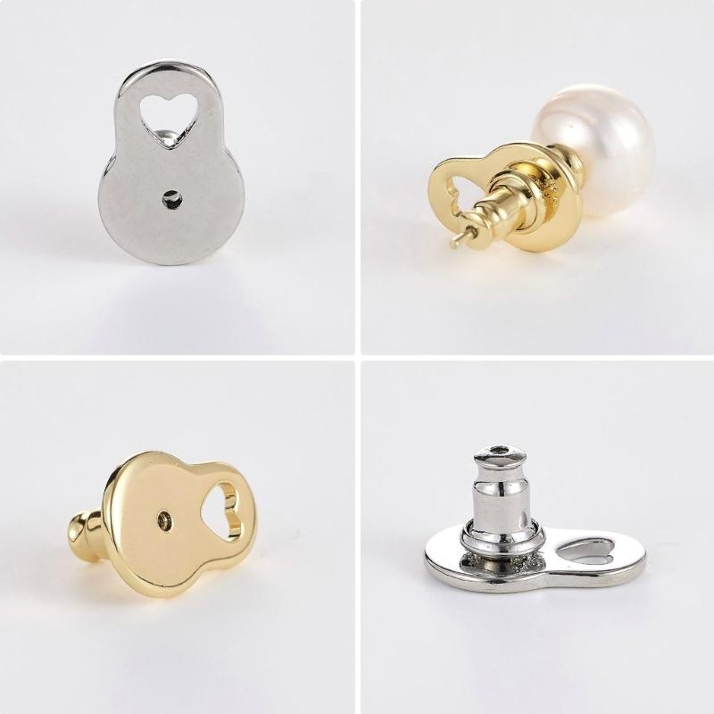 4PCS Droop Resistant Earring Backs Heart Lifters For Heavy Earrings Secure Locking Design Sturdy Copper Material