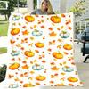 1pc Autumn Pumpkin Blanket, Fall Pumpkin And Orange And Blue Leaves Blanket for Living Room, Sofa, Bed, Chair And Home Blanket, Gift Blanket