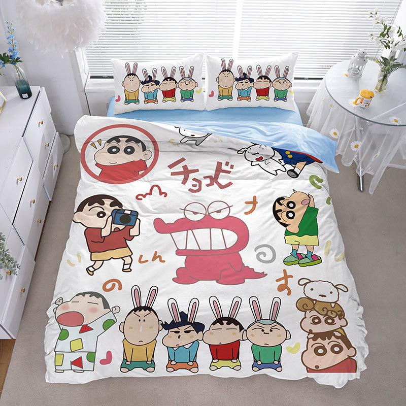 Cartoon Shin-chan Duvet Cover Luxury Crayon Shin-chan Bedding Set Pillowcase 2/3/pcs Adult Children Gift Single Double
