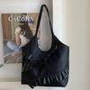 2025 Korean Version of Lace Edge Bow Underarm Bag Women's Summer New Fashion Casual Commuter Shoulder Tote Bag