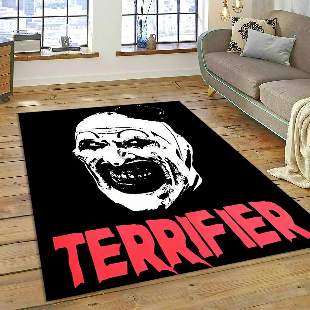 2025 Neuer Stil Terrifier 3 Horror-Clown Film Teppich für Schlafzimmer Wohnzimmer Heim Sofa Dekoration, Kinder Spiel Dekoration Bodenmatte