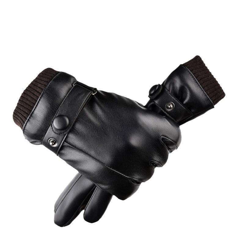 Neue Herbst- und Winter-Warme Lederhandschuhe für Reiten im Freien Plus Samt Verdickt PU Paar Männer und Frauen Kälte-Touchscreen-Handschuhe