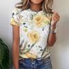 Casual Floral 3D Printed Short Sleeved T-shirt for Women In Summer, Loose and Simple, Trendy Printed Women's Clothing
