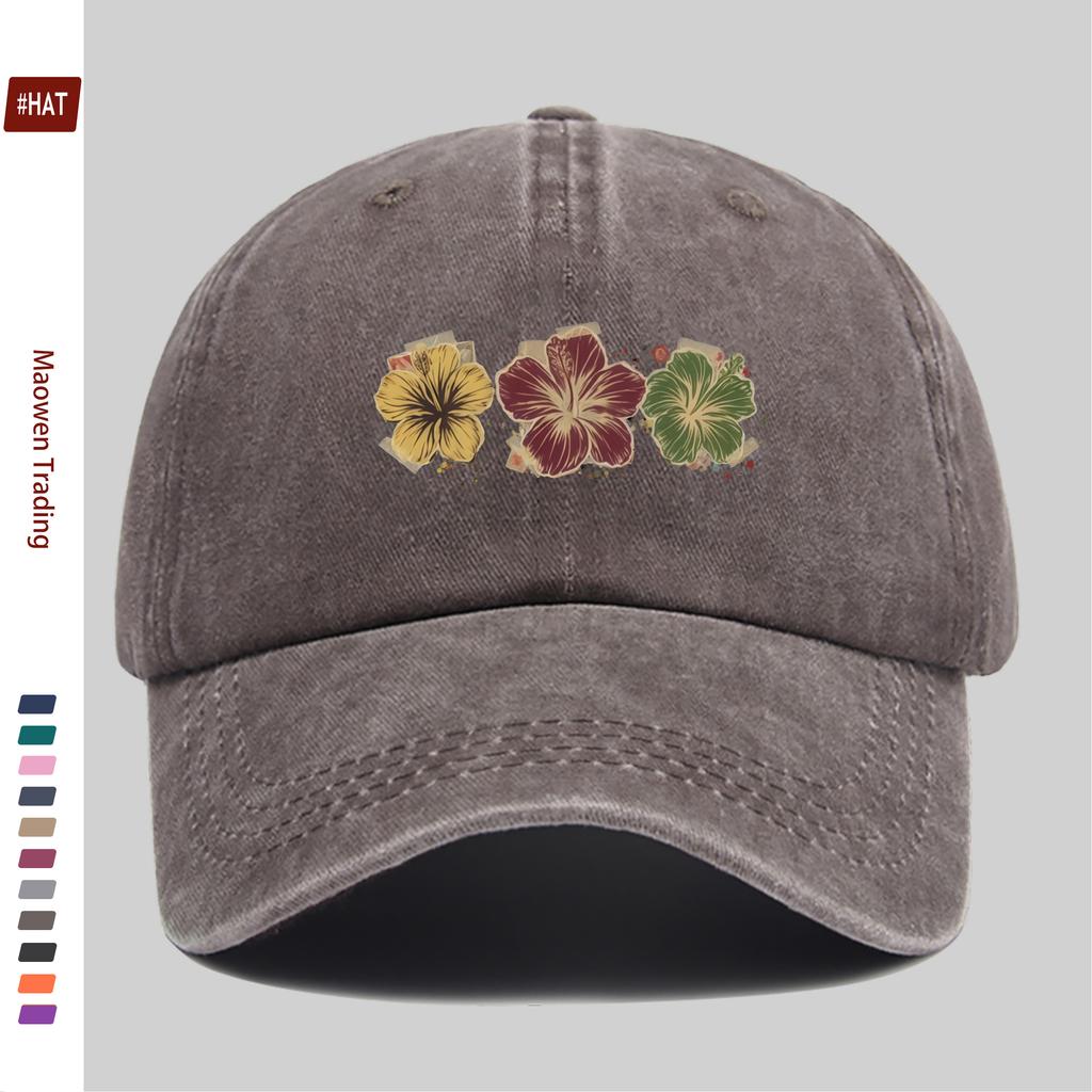 pc pcs Adjustable Trucker Baseball Cap for Men  Women  Vintage Washed Floral Print Sun Hat with Buckle Strap Lightweight Wa