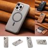 Luxury Business Lychee Pattern Leather Magnetic Case For iPhone 17 16 15 14 13 Pro Max 17Pro 17Air Metal Lens Button Bumpe Cover