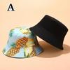 Fashion Summer Double-sided Wear Pineapple Fisherman Hat Unisex Fruit Print Fisherman Cap Leisure Packable Reversible Sun Hats