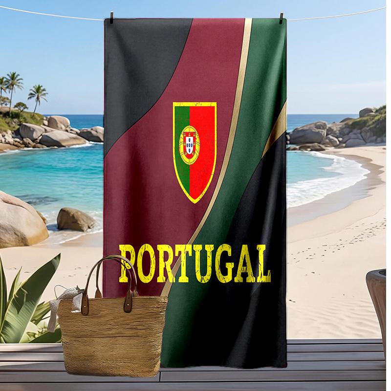 Portugal Football Print Beach Towel Quick Dry Super Absorbent Soft Bath Towel for Swimming Beach Travel Fan Souvenir Gift