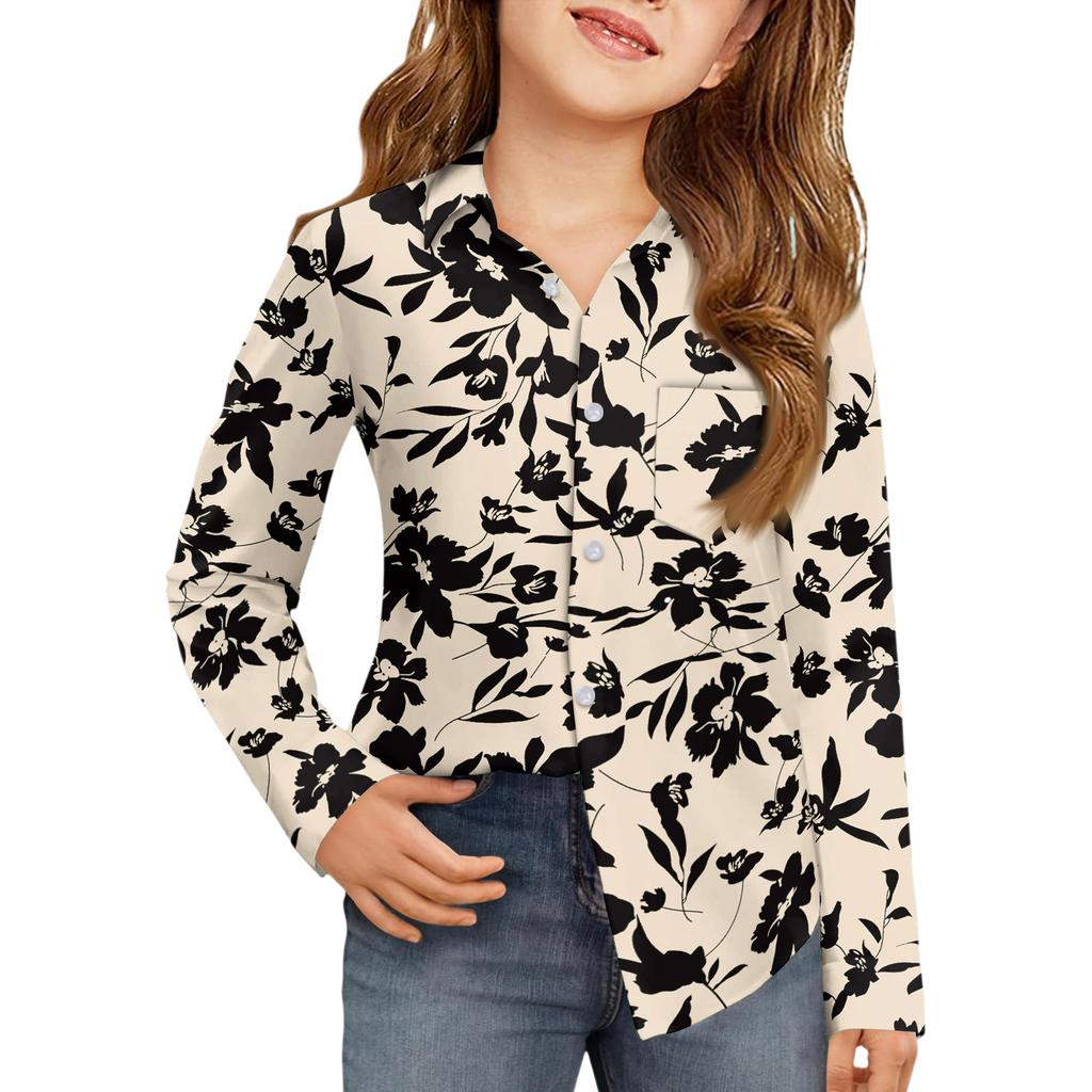 Girls' Button-Down Shirt - Long Sleeve Dress Blouse