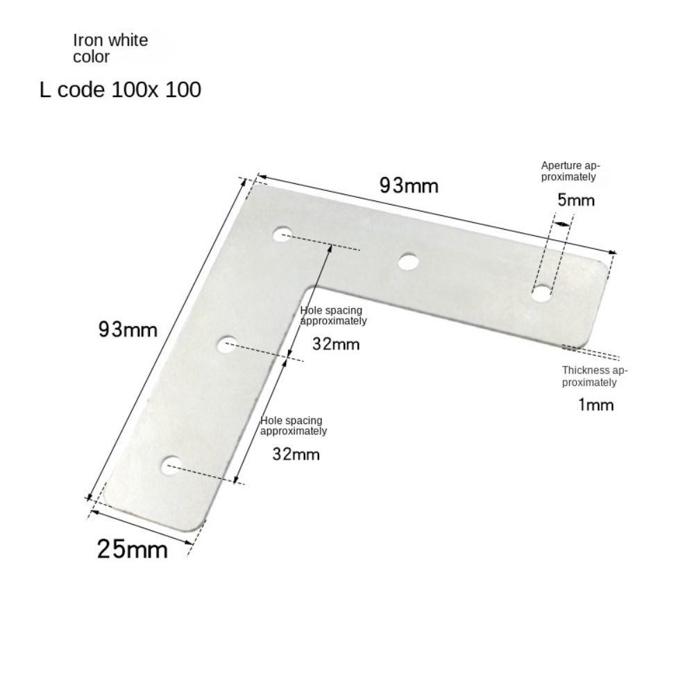 10Pcs Repair Mending Iron nickel plating Bracket Plate Stainless Steel L Shape Flat Corner Brace Bracket for Wood,