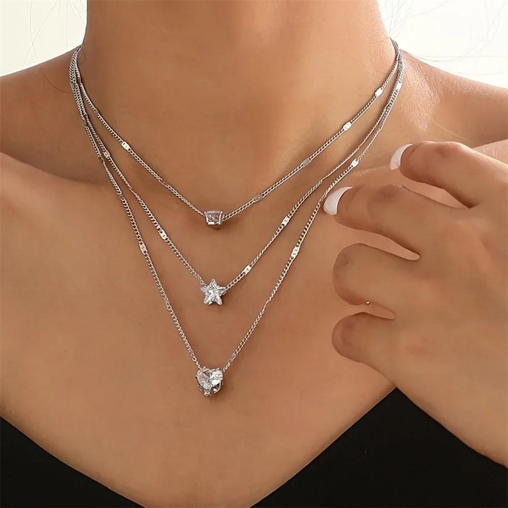 925 Silber Drei-Schicht-Rundhalskette für Damen Einfache Schlangenkette Charm-Kugelketten Party-Geschenk Exquisiter Schmuck für Damen