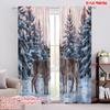 2pcs 2D Flat Printing Christmas Drapes Forest Deer Versatile 100% Polyester Without Electricity Spring Perfect for Holiday