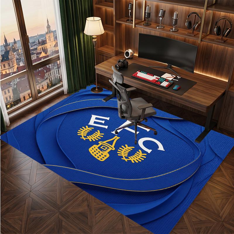 Everton Football Print Crystal Velvet Rug, Comfortable Water Absorbent Non Slip Indoor Floor Carpet
