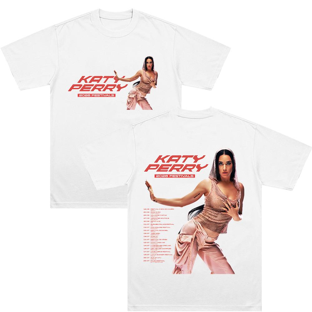 KatyPerry 2026 Festivals T Shirts Men Women Retro Fashion 100%Cotton Short Sleeve Band T-shirt Hip Hop Harajuku Oversized Comfort Clothes summer Tops