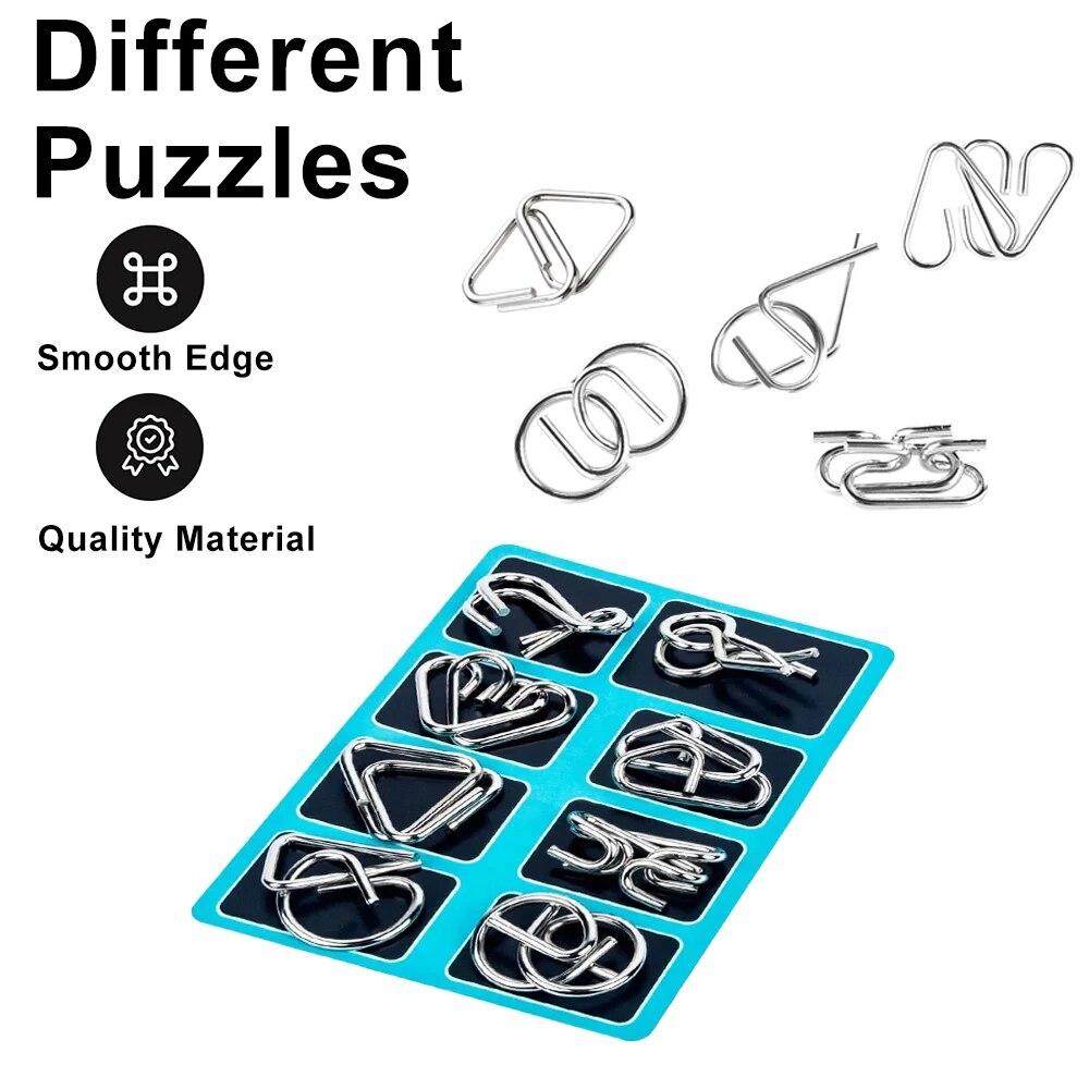 Montessori Serie 8 Stuks Metalen Educatief Speelgoed - Intelligentie Interactief Spel Ontgrendel Widgets Kinderen Stressverlichting Uniek Speelgoed