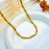 Fashion Minimalist Braid Twist Gold Chain Necklace and Bracelet Set for Men Women Casual Chic