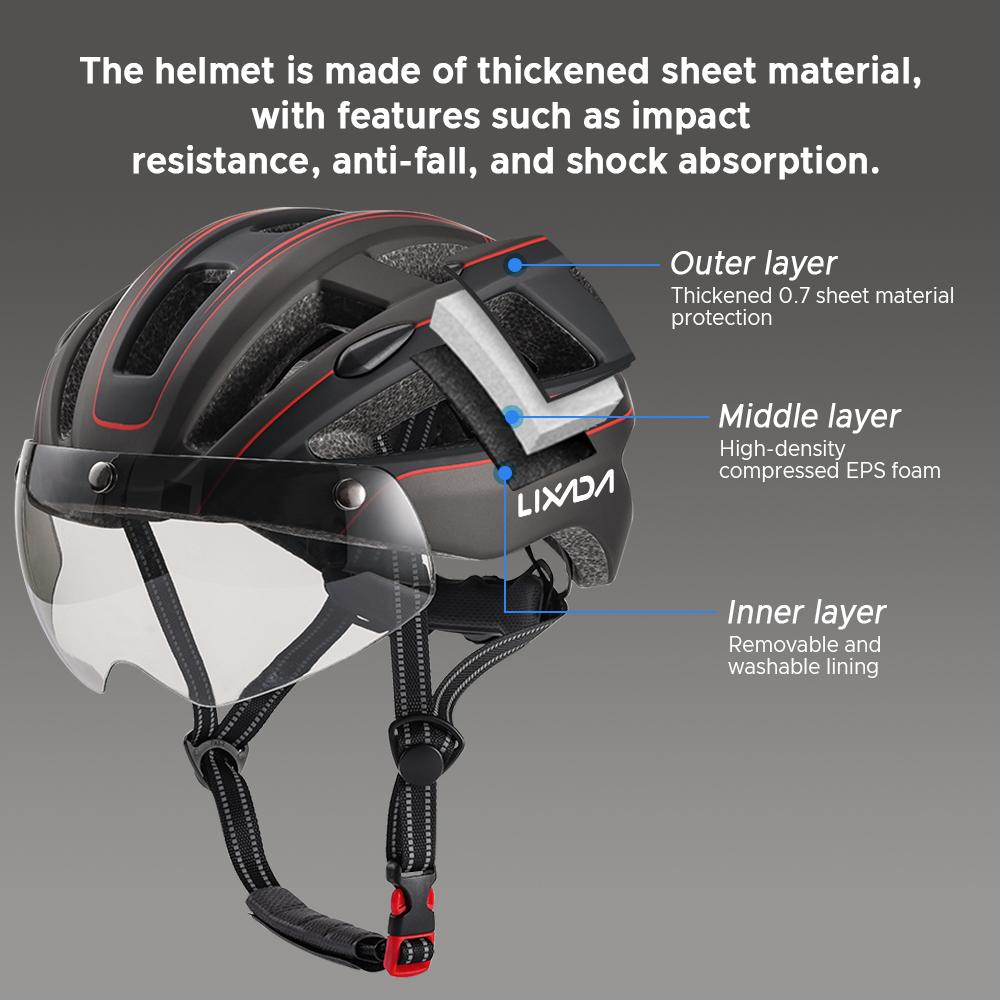 Mountain Bike Helmet Cycling Helmets with Detachable Magnetic Goggles and Rear Light