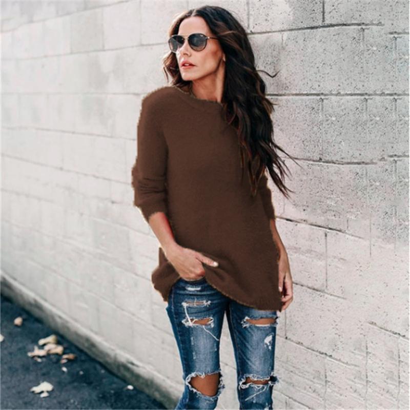 Loose and Casual Style Pure Cotton Round-neck Knitted Sweater with Pullover
