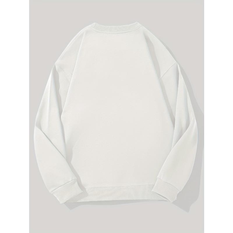 Men's Casual Crew Neck Sweatshirt with Cat Carrying a Fish Pattern