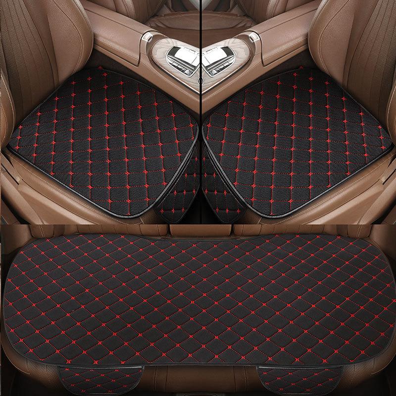 3Pcs Cotton and Linen Car Seat Cover Set Universal Car Seat Cover Cushion All Season Car Seat Protector Interior Car Accessories
