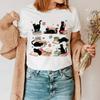 Trendy 90s Sweet Tops Clothing Printed Aesthetic Women's Black Cat T-Shirt Short Sleeve Printed Pattern Fashion Casual T-Shirt
