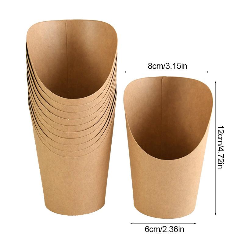 25/50 Stück Pommes Frites Halter Kraftpapier Süßigkeiten Dessert Snack Becher Behälter Hochzeit Geburtstag Party Zubehör Einweg Pommes Box