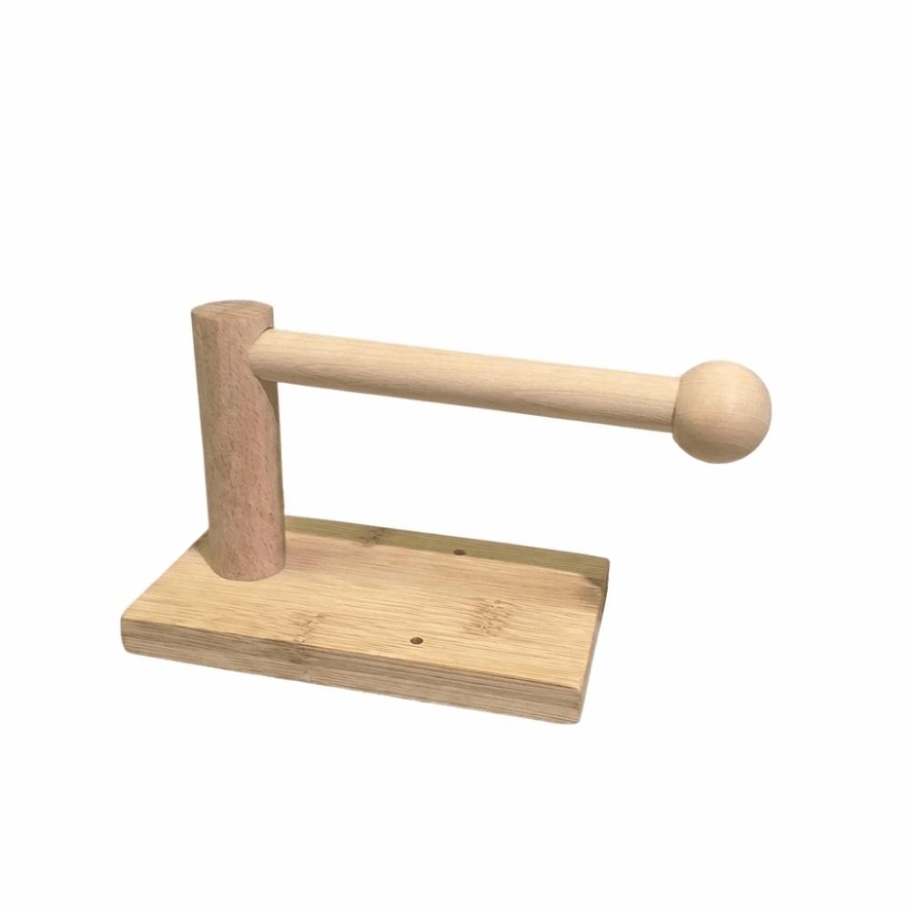 Bamboo Toilet Paper Holder Drill-Free Paper Roll Stand Modern Desktop Tissue Stand Bathroom