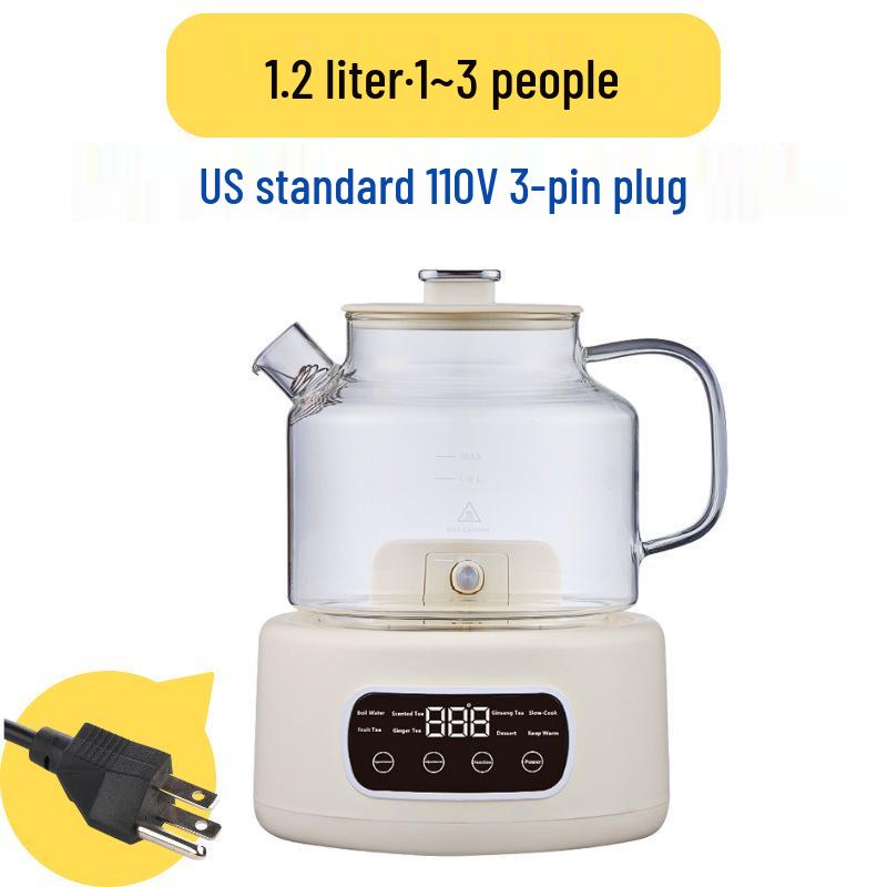 110V Glass Tea Kettle: Health Pot for Office and Home, Compatible with US, European, and British Standards.