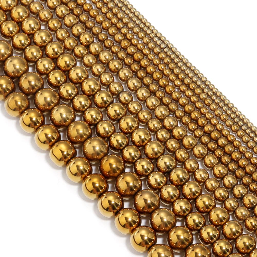 1 String Hematite Stone Beads 2 3 4 6 8 10mm Electroplated Colorful Spacer Round Beads Diy Charm Necklace Bracelet Jewelry
