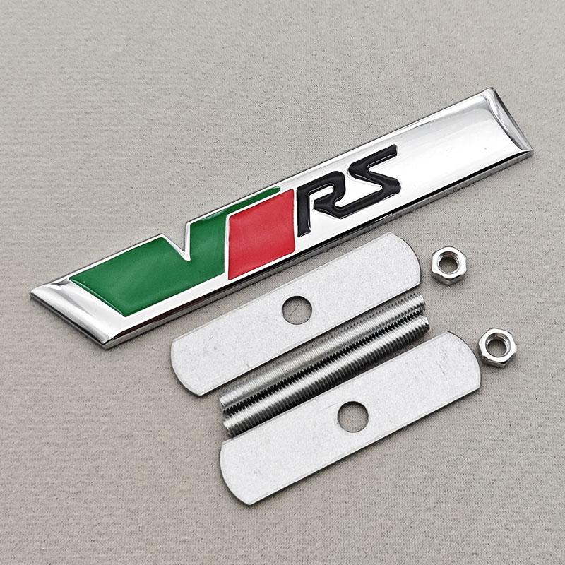 DCLR3 NEW 3D Metal RS Logo VRS Car Front Grill Emblem Rear Trunk Badge For Skoda VRS Octavia 2 3 Rapid Kodiaq Karoq Fabia Kamiq Superb