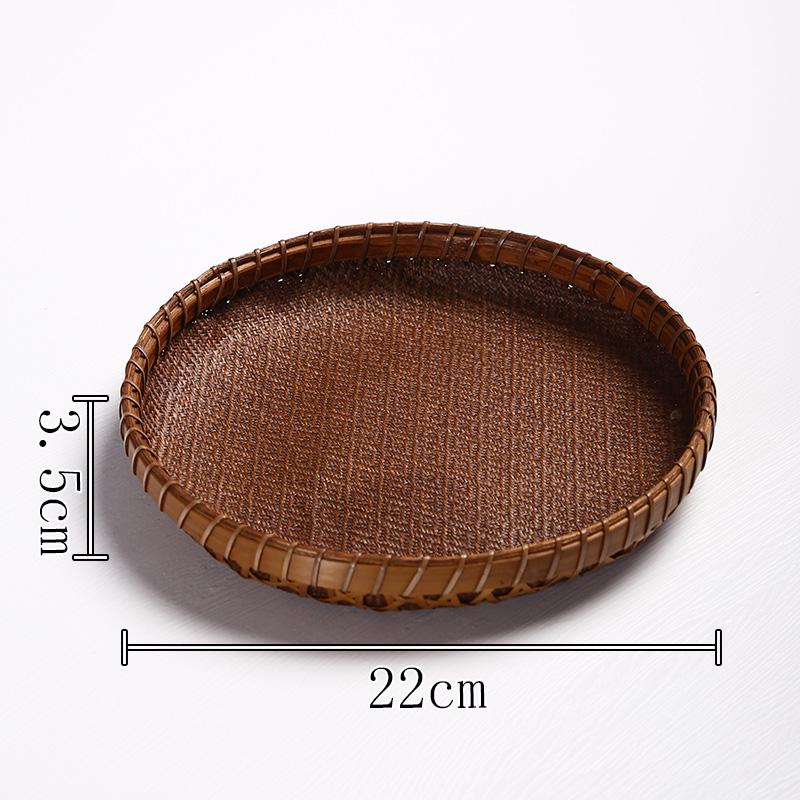 Lacquered Bamboo Woven Basket: Round Retro Fruit, Snack, and Tea Tray