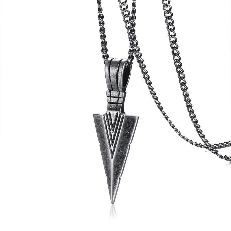 Herren Halskette, Pfeilspitze Kunai Anhänger, Edelstahl Primal Tribal Speer Halsketten, Herren Kunai Ethnisch Wikinger Halskette