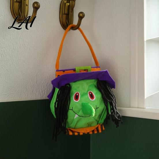 Kids Party Gift Sacks Halloween Candy Bags for Kids Trick or Treat Handbag with Handle Spooky Reusable Cloth Goodie Witch Ghost Black Cat