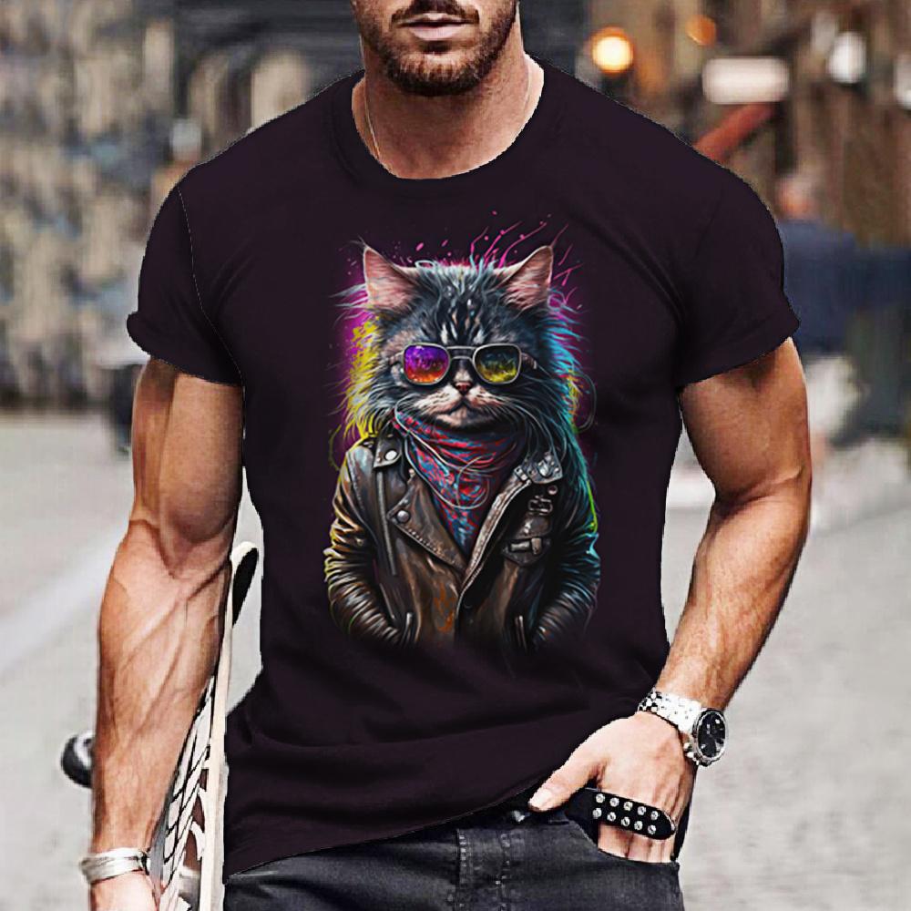 Animal Men's T-Shirt Funny Tiger Tees 3D Print Duck Snake Pattern Short Sleeve Oversized Tops Summer Casual Shirts Men Clothing