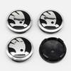 4Pcs 56mm Wheel Center Caps Aluminum Domed Sticker Logo Alloy Badge For Skoda Rapid Octavia A5 RS Kodiaq Fabia A7 Accessories