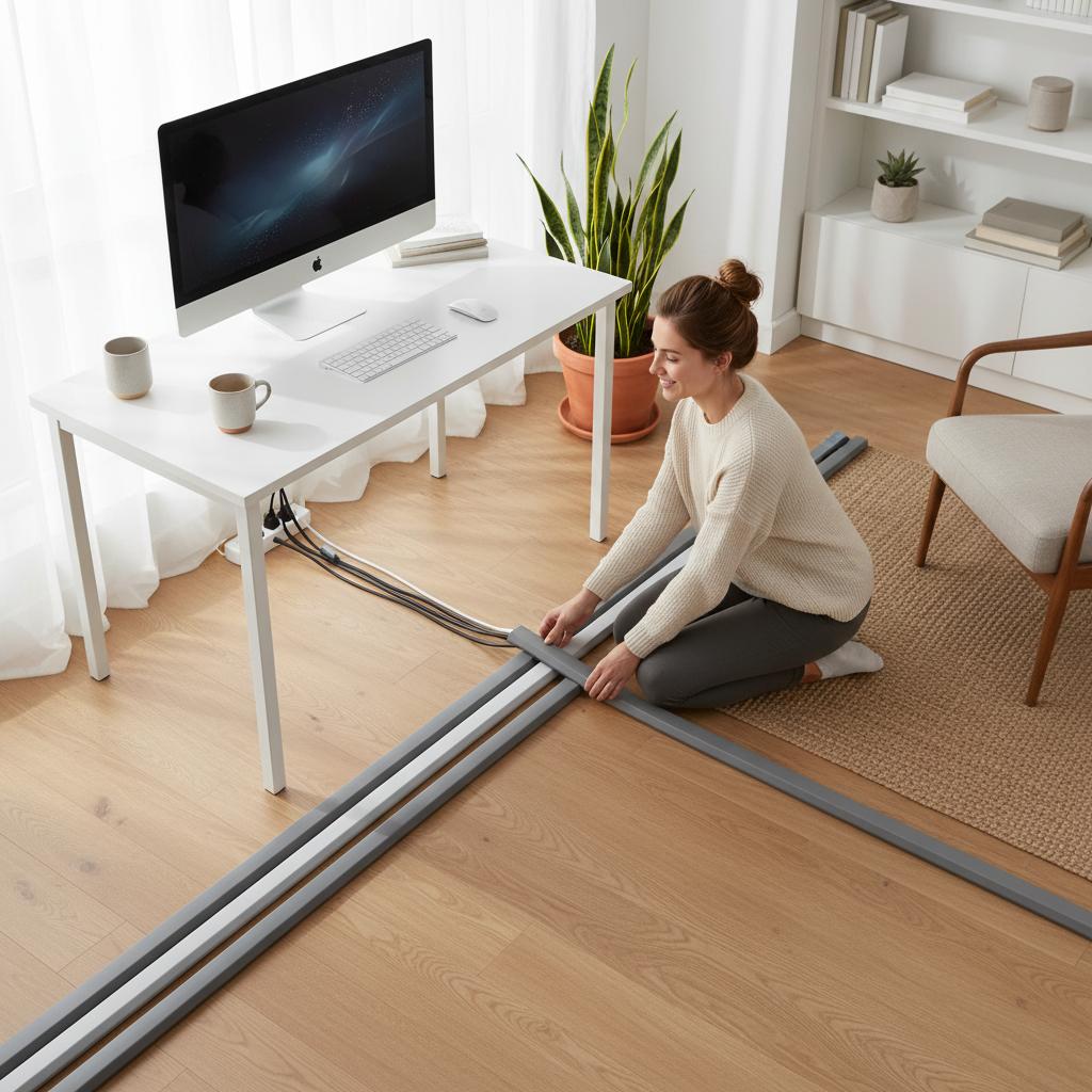 1 M Floor Cord Cover For Wires On Floor Cord Hider Floor Cable Management Wire Cover PVC Trunking Home Accessories